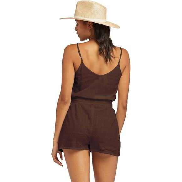 Vitamin A Linen Gigi Romper Women’s Small Brown Sleeveless Resortwear Travel - Picture 3 of 9